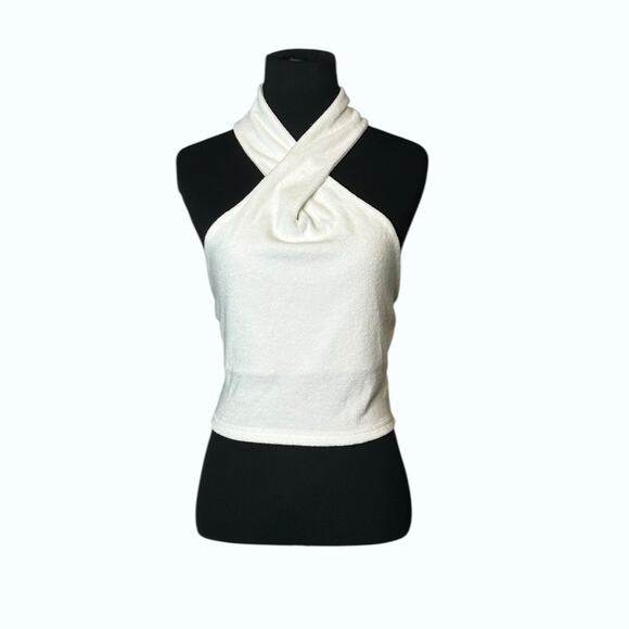 Beige Botany white crossed halter top size small - Picture 10 of 16